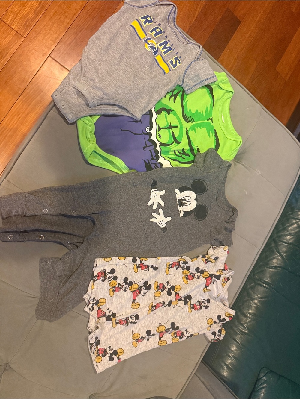 Disney Gray and Green Character Short Sleeve & One-Piece Set